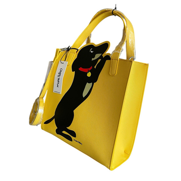 MARC TETRO Dachshund Yellow Mini Lunch Tote Shoulder Handbag Dog Lover Purse NWT - Picture 8 of 10